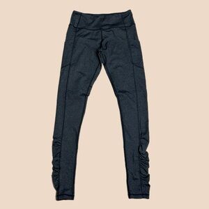 Lululemon Women’s Black Heather Mid-Rise Leggings with Ruched Side Sz 4